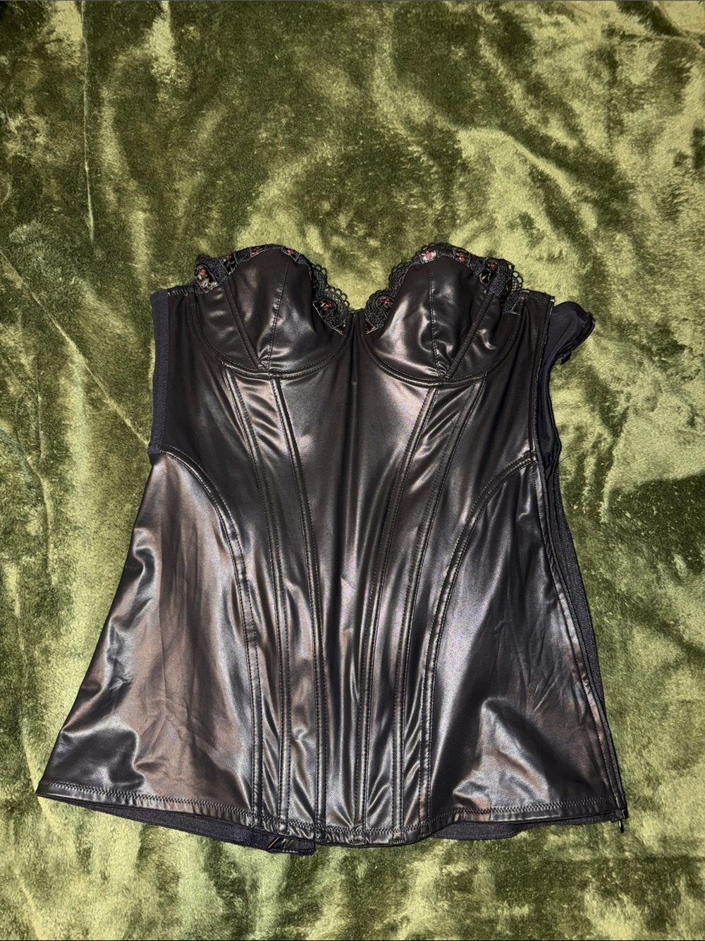 Black Faux-Leather Bustier lingerie dress
